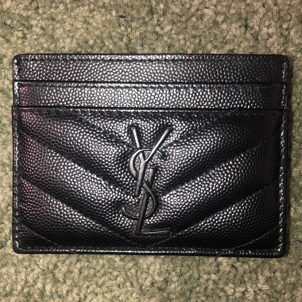 YSL ALL BLACK LEATHER CARD HOLDER